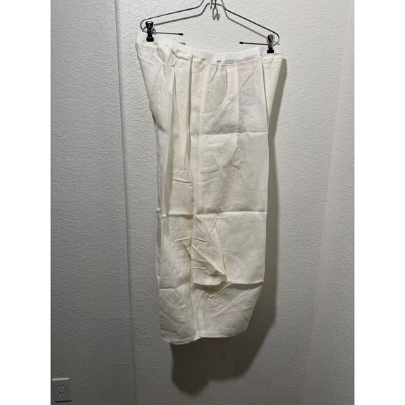 NWT VIVID 100% Linen White Wide Leg Cropped Pant Relaxed Lagenlook Beachy Sz 20 - Picture 6 of 11